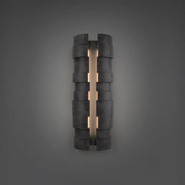 The Formation combines natural basalt stone with modern aluminum in a bold 24" vertical design. Features adjustable 4CCT LED technology (2700K-4000K) for versatile outdoor lighting with an artistic, textured aesthetic. - alternate view