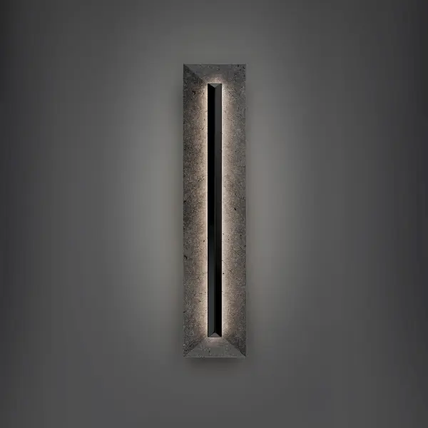 The Bell Tower transforms exterior walls into luminous art with its stunning backlit natural stone panel. At 28 inches tall, this architectural sconce creates a dramatic vertical column of light that elevates sophisticated modern homes.