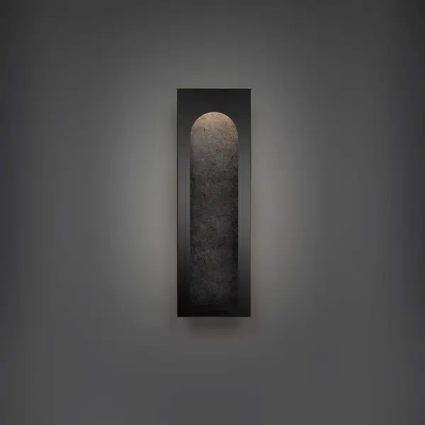 The Cadey outdoor wall sconce combines genuine basalt stone panels with efficient LED downlighting for a sophisticated, nature-inspired exterior statement. Each fixture features unique stone textures that create architectural drama while delivering focused illumination. - alternate view