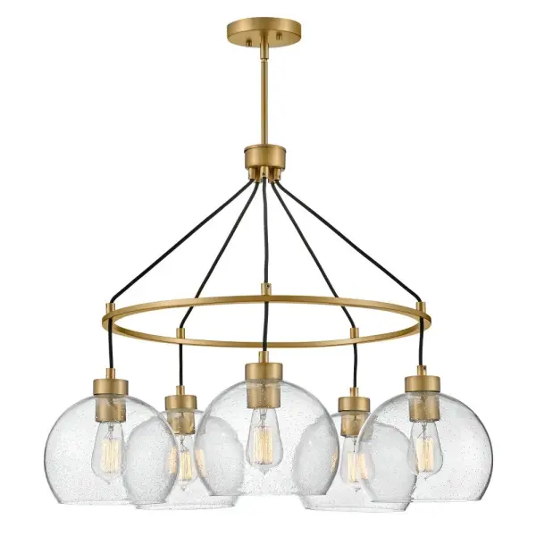 Art-Forward Modern Chandelier with Seedy Glass Globes - Image 1