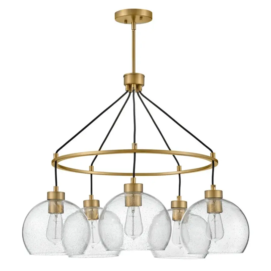 Art-Forward Modern Chandelier with Seedy Glass Globes - Image 3