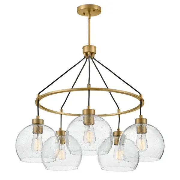 Art-Forward Modern Chandelier with Seedy Glass Globes - Image 4