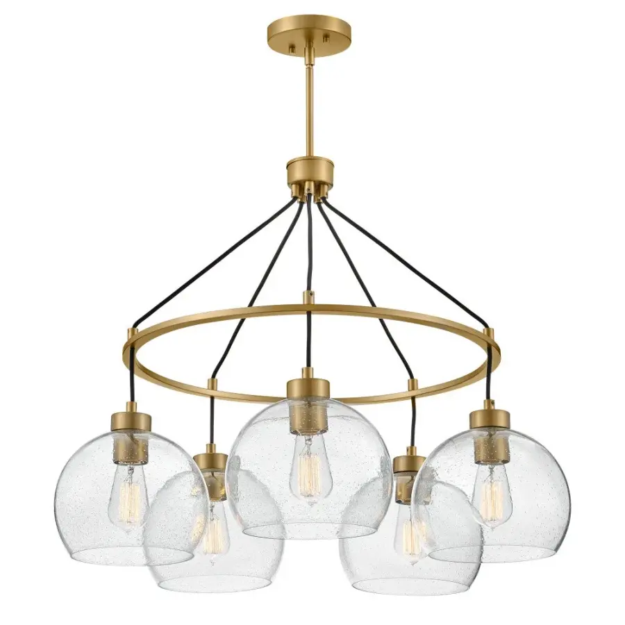 Art-Forward Modern Chandelier with Seedy Glass Globes - Image 4