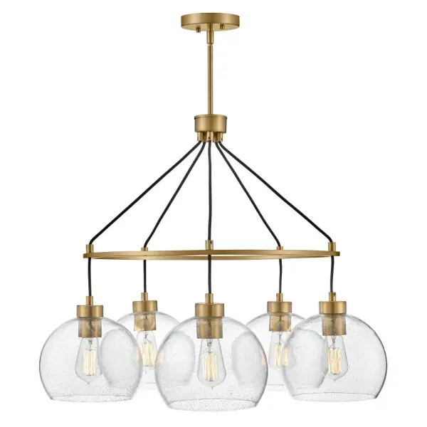 Art-Forward Modern Chandelier with Seedy Glass Globes - Image 5