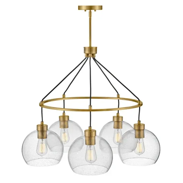 Art-Forward Modern Chandelier with Seedy Glass Globes - Image 6