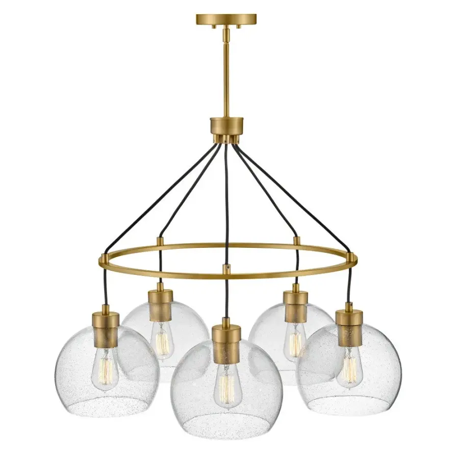Art-Forward Modern Chandelier with Seedy Glass Globes - Image 6