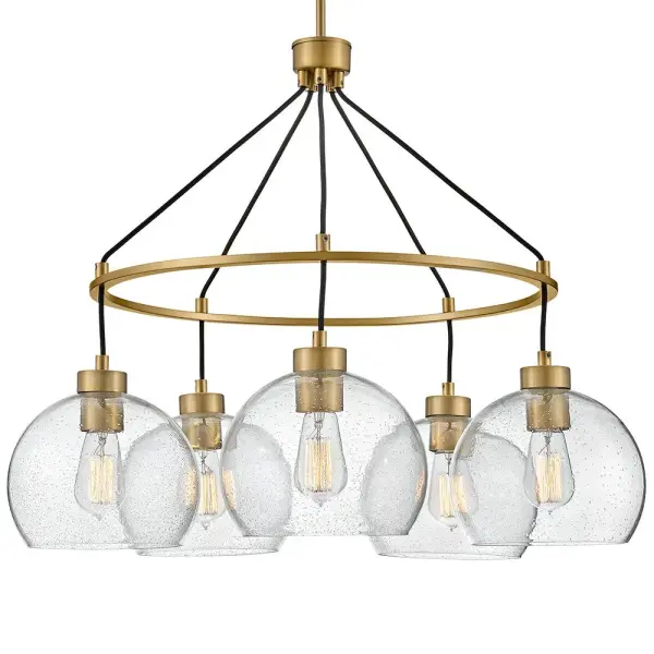 Art-Forward Modern Chandelier with Seedy Glass Globes - Image 7