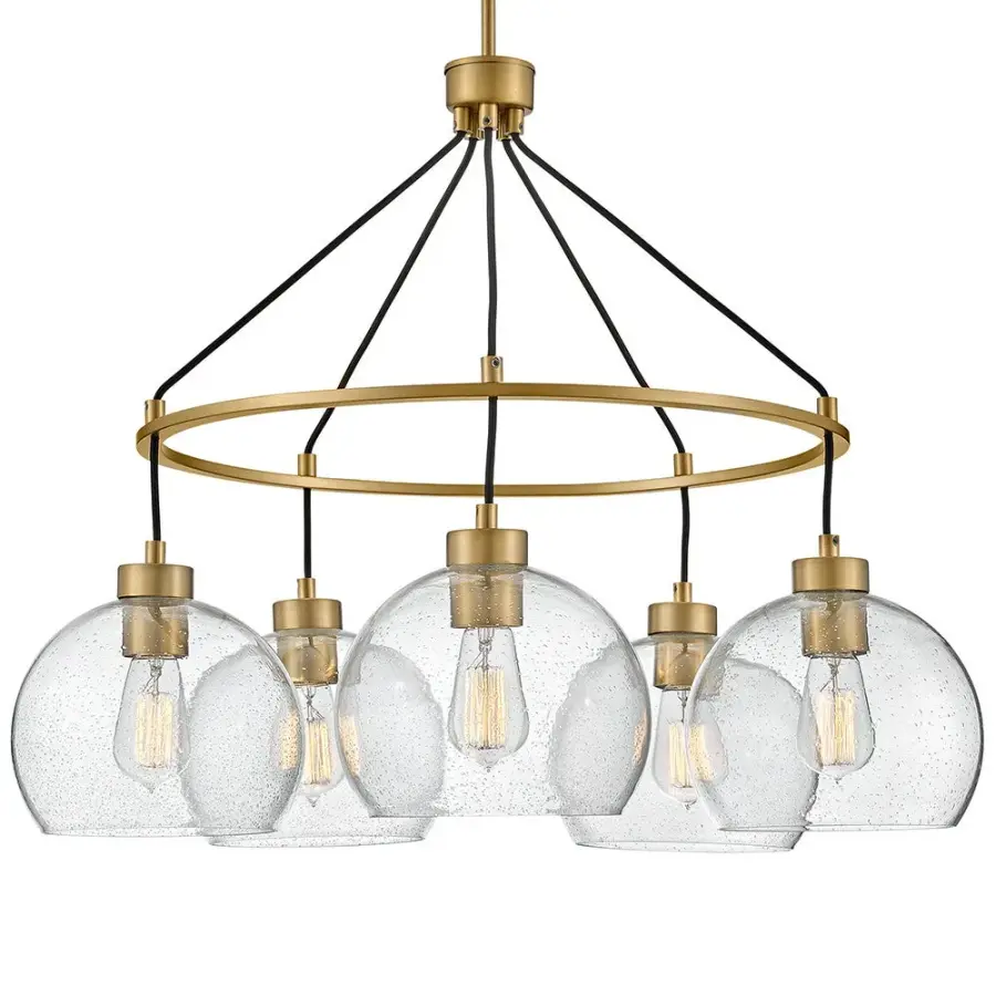 Art-Forward Modern Chandelier with Seedy Glass Globes - Image 7
