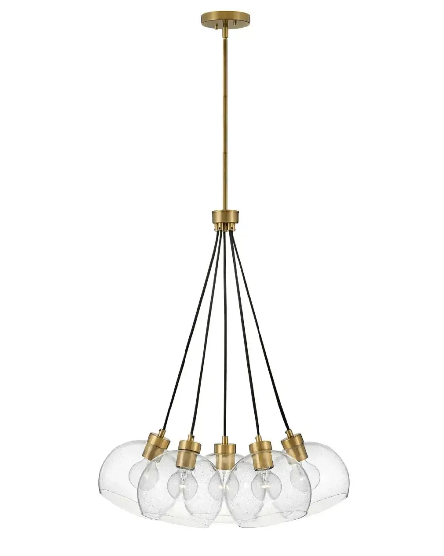 Modern Art-Forward Chandelier with Seedy Glass Globes - Image 1