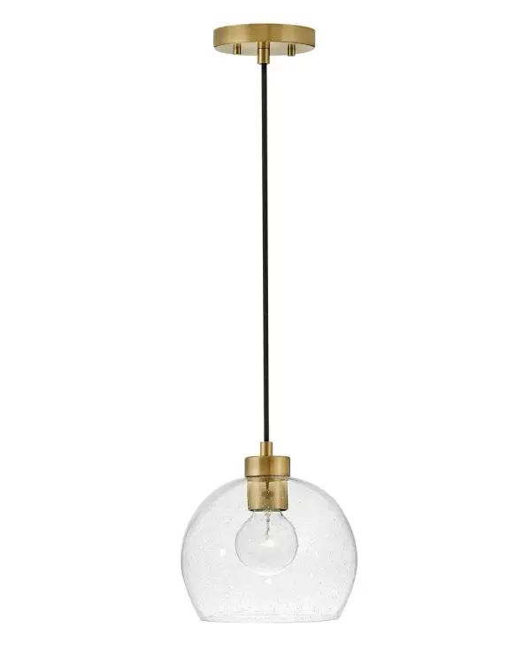 Art-Forward Modern Pendant with Seedy Glass and Brass Elegance