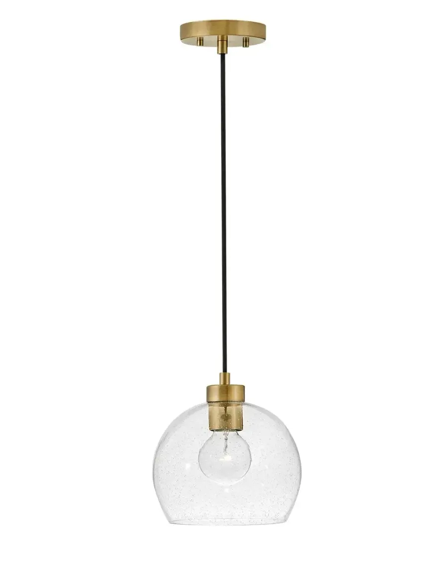 Art-Forward Modern Pendant with Seedy Glass and Brass Elegance