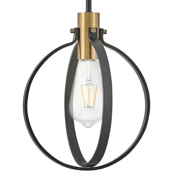 Cirque Small Single Light Pendant in Black with Lacquered Brass - Image 3