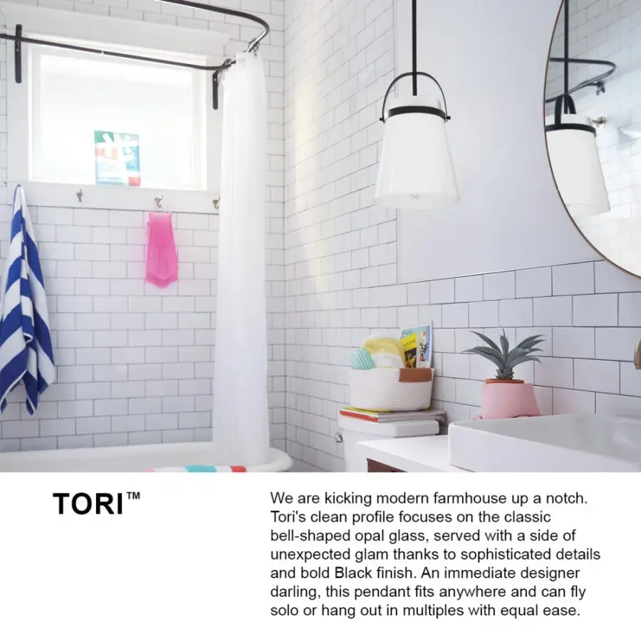 Tori Small Single Light Convertible Pendant in Black - Image 3