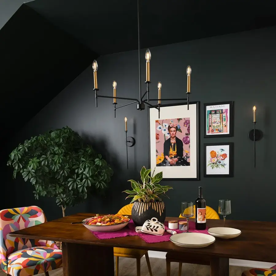 Hux Large Single Light Tall Sconce in Black with Lacquered Brass - Image 7