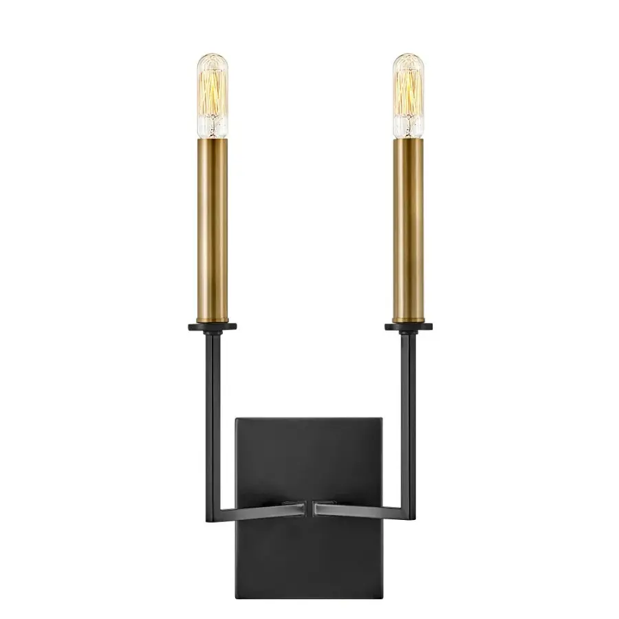 Sleek Modern Sconce with Luxe Black and Brass Finish - Image 2
