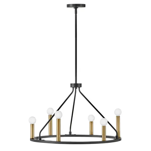 Sleek Modern Chandelier with Luxe Black and Brass Finish - Image 1