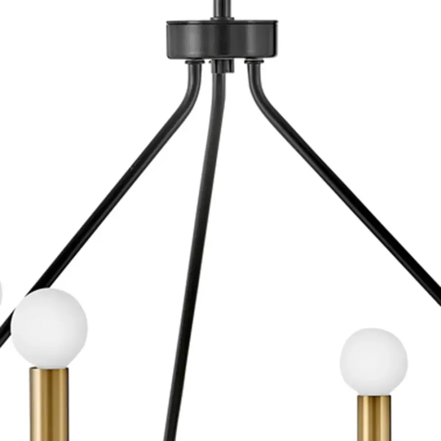 Sleek Modern Chandelier with Luxe Black and Brass Finish - Image 4