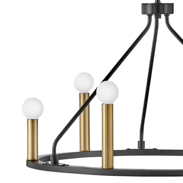 Sleek Modern Chandelier with Luxe Black and Brass Finish - Image 5