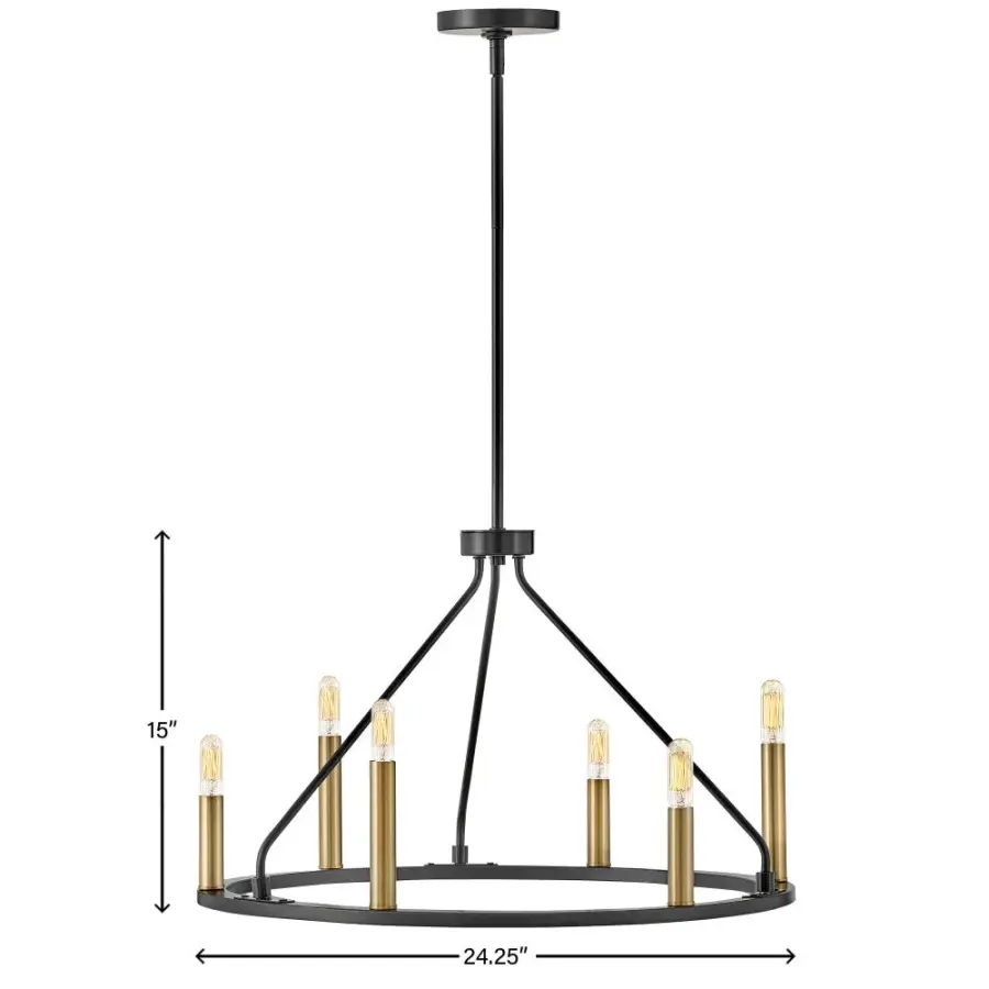 Sleek Modern Chandelier with Luxe Black and Brass Finish - Image 6