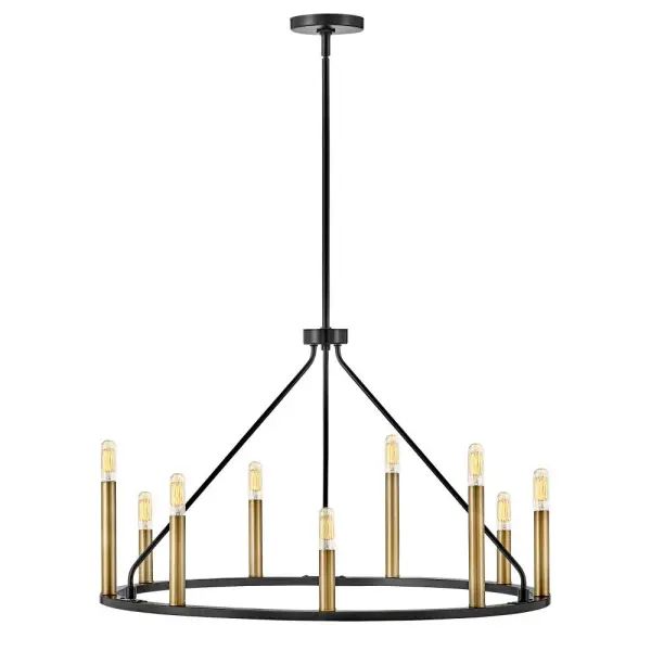 Sleek Modern Chandelier with Luxe Black and Brass Finish - Image 1