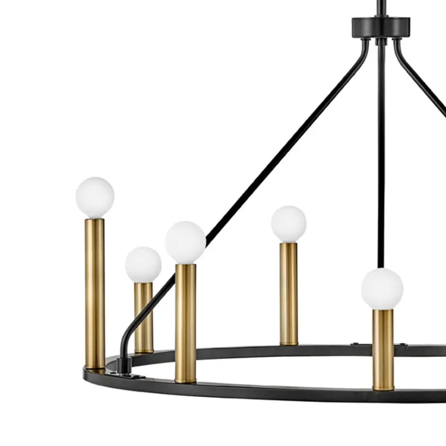 Sleek Modern Chandelier with Luxe Black and Brass Finish - Image 3