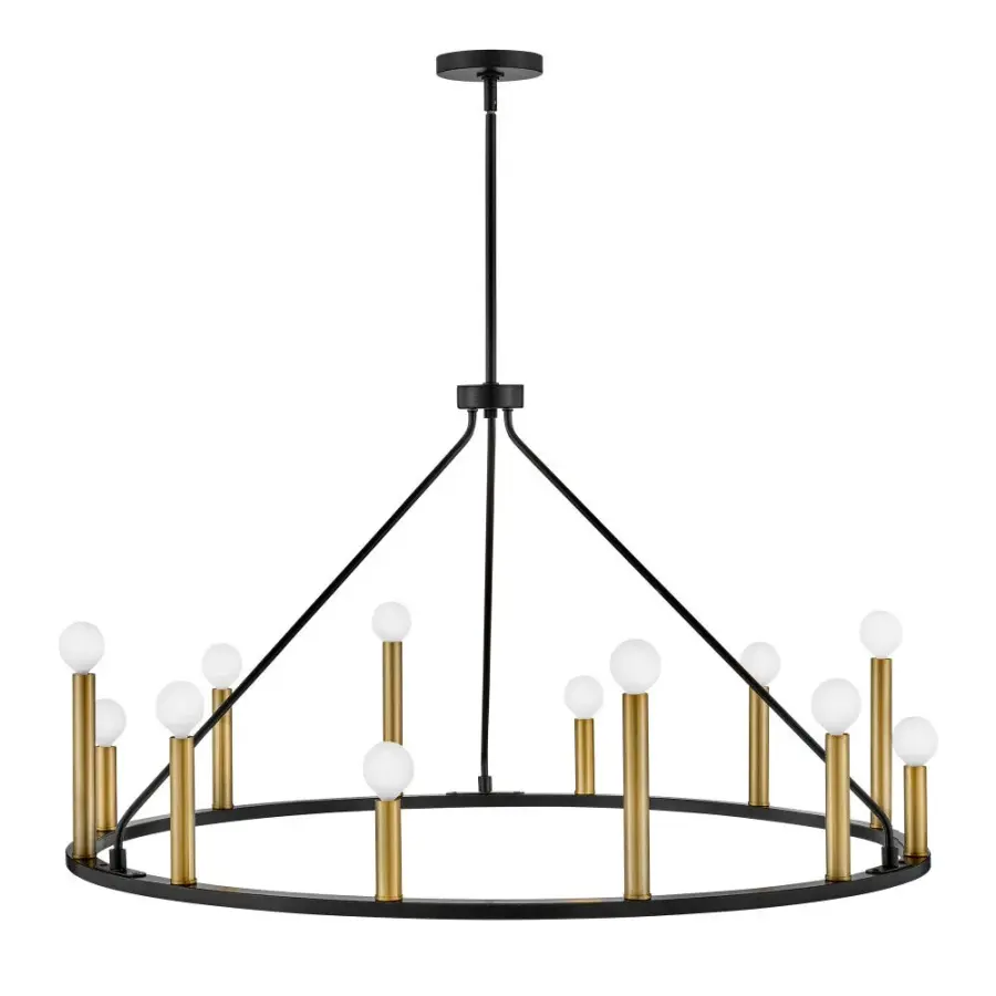 Sleek Modern Chandelier with Luxe Black and Brass Finish - Image 1