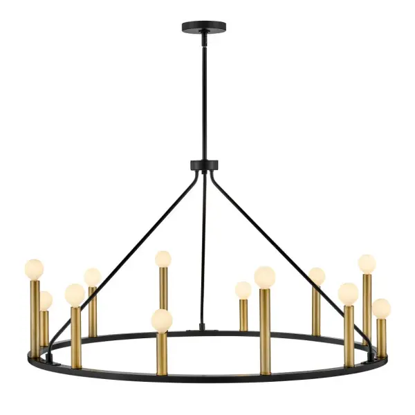 Sleek Modern Chandelier with Luxe Black and Brass Finish - Image 3