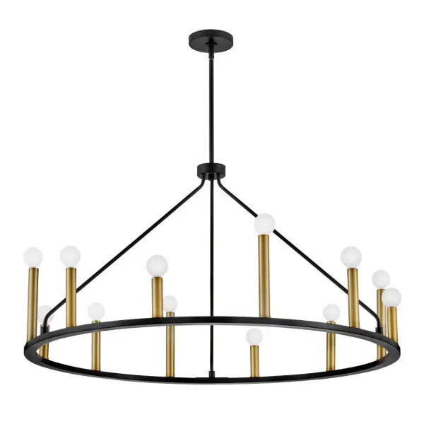 Sleek Modern Chandelier with Luxe Black and Brass Finish - Image 5