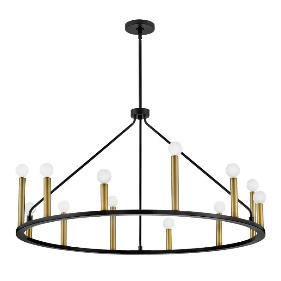 Sleek Modern Chandelier with Luxe Black and Brass Finish - Image 5