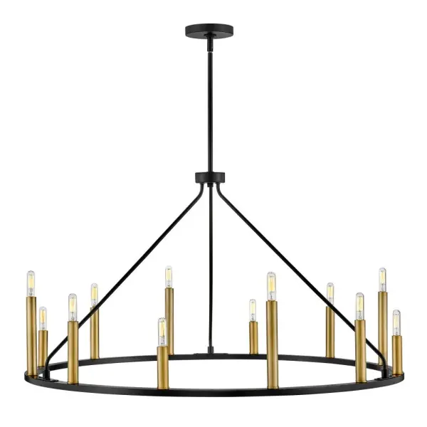 Sleek Modern Chandelier with Luxe Black and Brass Finish - Image 6