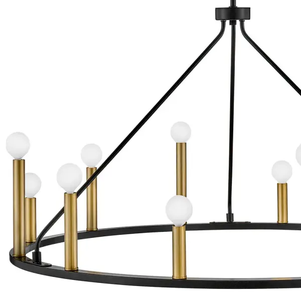 Sleek Modern Chandelier with Luxe Black and Brass Finish - Image 7