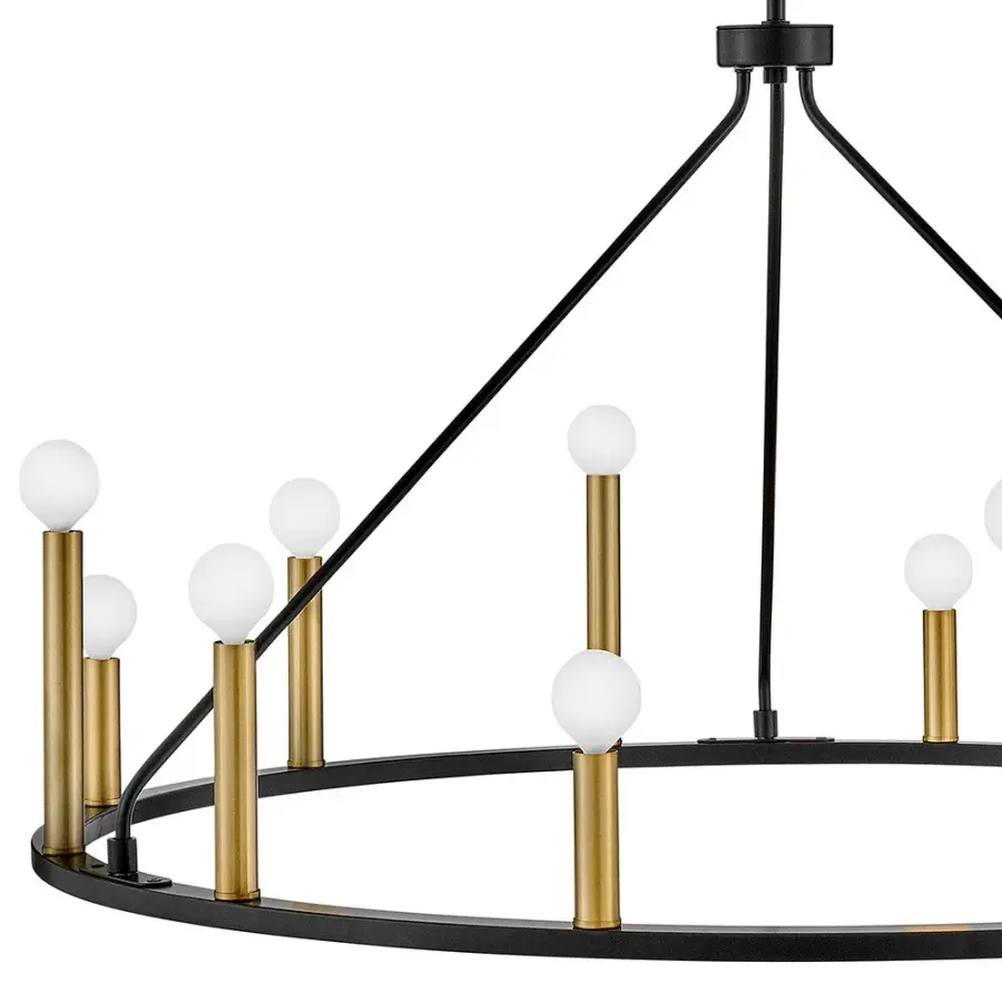 Sleek Modern Chandelier with Luxe Black and Brass Finish - Image 7