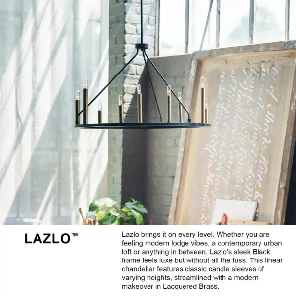 Sleek Modern Chandelier with Luxe Black and Brass Finish - Image 9