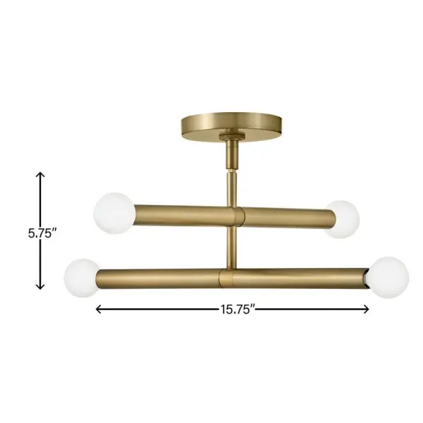 Millie Medium Four Light Convertible Pendant in Lacquered Brass - Image 2