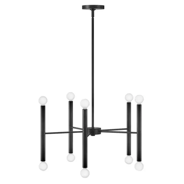 The Millie chandelier delivers authentic midcentury modern style with elongated cylindrical rods that create striking visual interest. Its convertible design and 24-inch width make it versatile for various spaces while commanding attention.