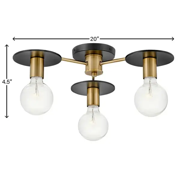 Bobbie Medium Three Light Semi-Flush Mount - Image 5