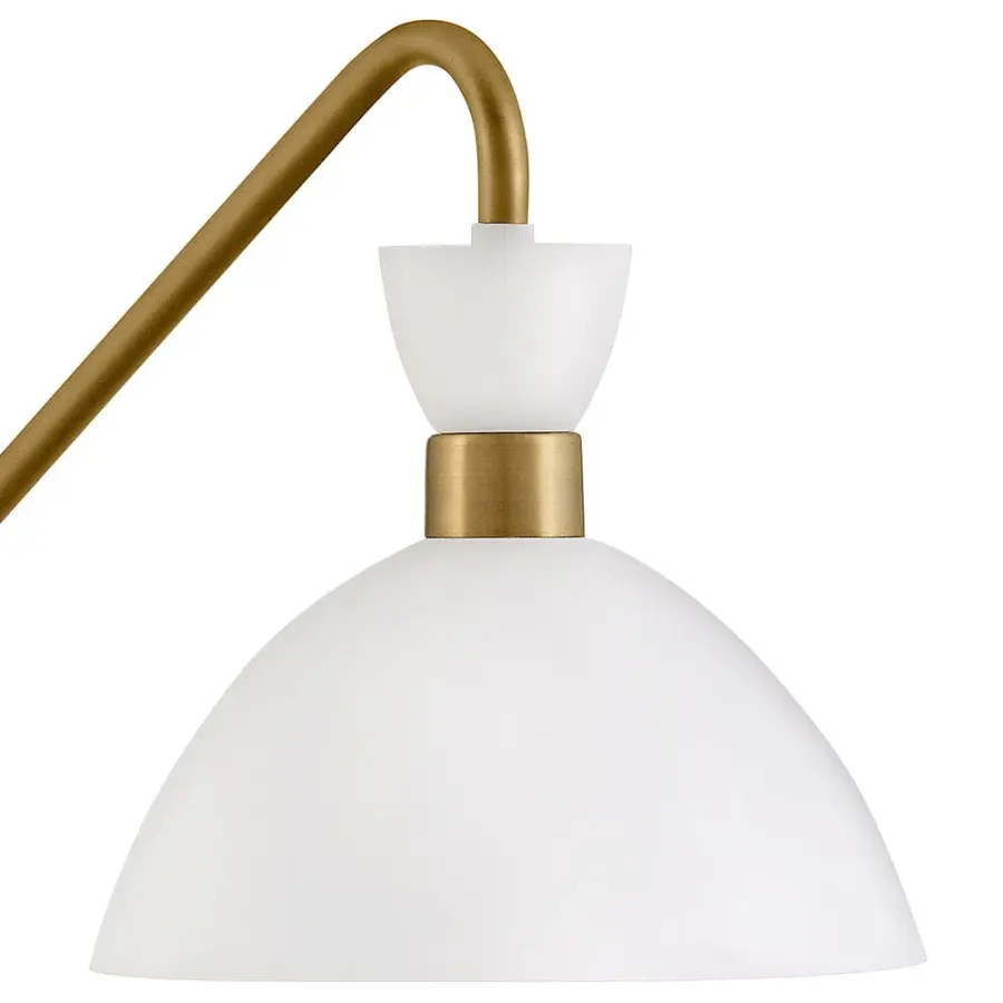 Simon Medium Single Light Plug-in Sconce in Matte White with Heritage Brass - Image 3