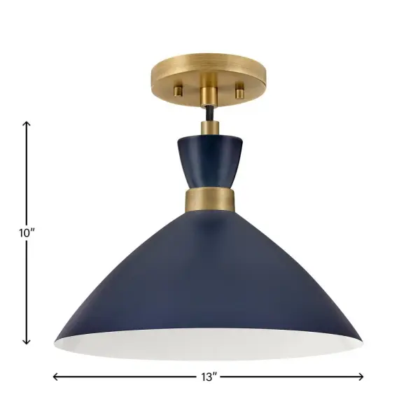 Simon Medium Single Light Convertible Pendant in Matte Navy with Heritage Brass - Image 2