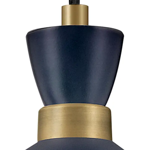 Simon Medium Single Light Convertible Pendant in Matte Navy with Heritage Brass - Image 4
