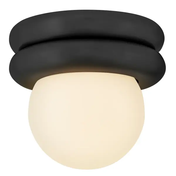 Trendy and modern, Noa is a delightful sconce or flush mount that brings a splash of fun to any interior. Its soft, rounded silhouette, combined with etched opal glass and stylish finishes, adds a charming touch to your décor. Collection: Noa Finish: Black Glass: Etched Opal Width: 8.00" Height: 7.75" Length: 8.00" Weight: 2.60 lb Canopy: 8" Dia.x1.7500" Number of Bulbs: 1 Maximum Wattage: 6.00 W Bulb Base: Medium Light Source: LED Dimmable Voltage: 120.00 V Material: Steel Country of Origin: CHINA,VIETNAM Safety Listing: C-US Safety Rating: Dry LED Spec Sheet Instructions