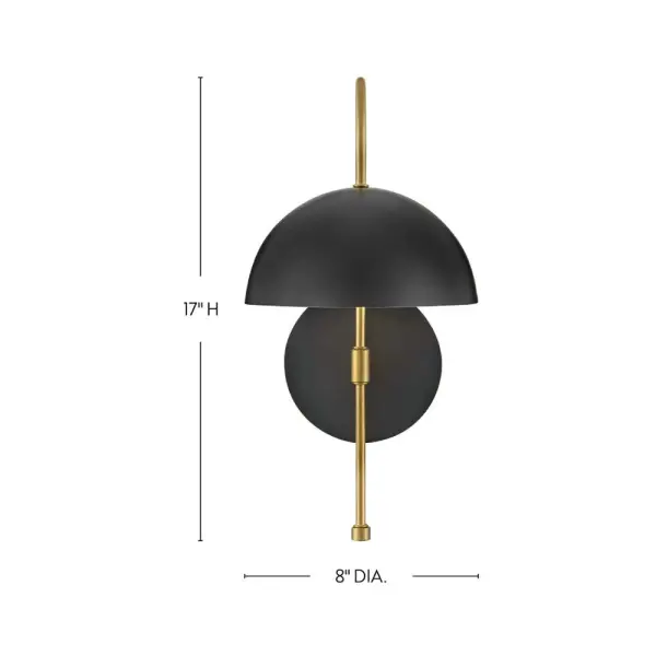 Lou Medium Single Light Sconce in Black with Brass Accents - Image 2