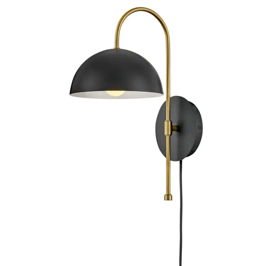 Lou Medium Single Light Sconce in Black with Brass Accents - Image 4