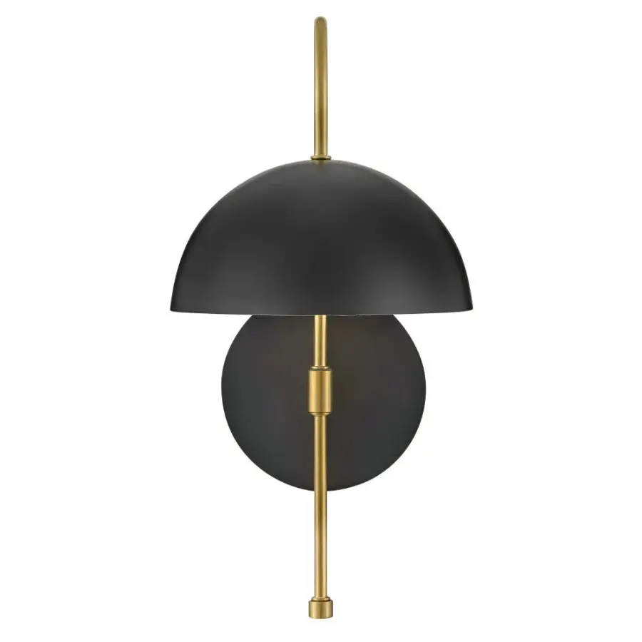 Lou Medium Single Light Sconce in Black with Brass Accents - Image 5