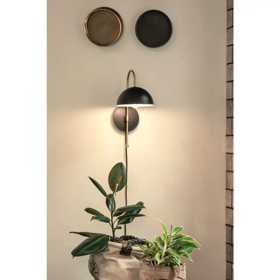 Lou Medium Single Light Sconce in Black with Brass Accents - Image 7
