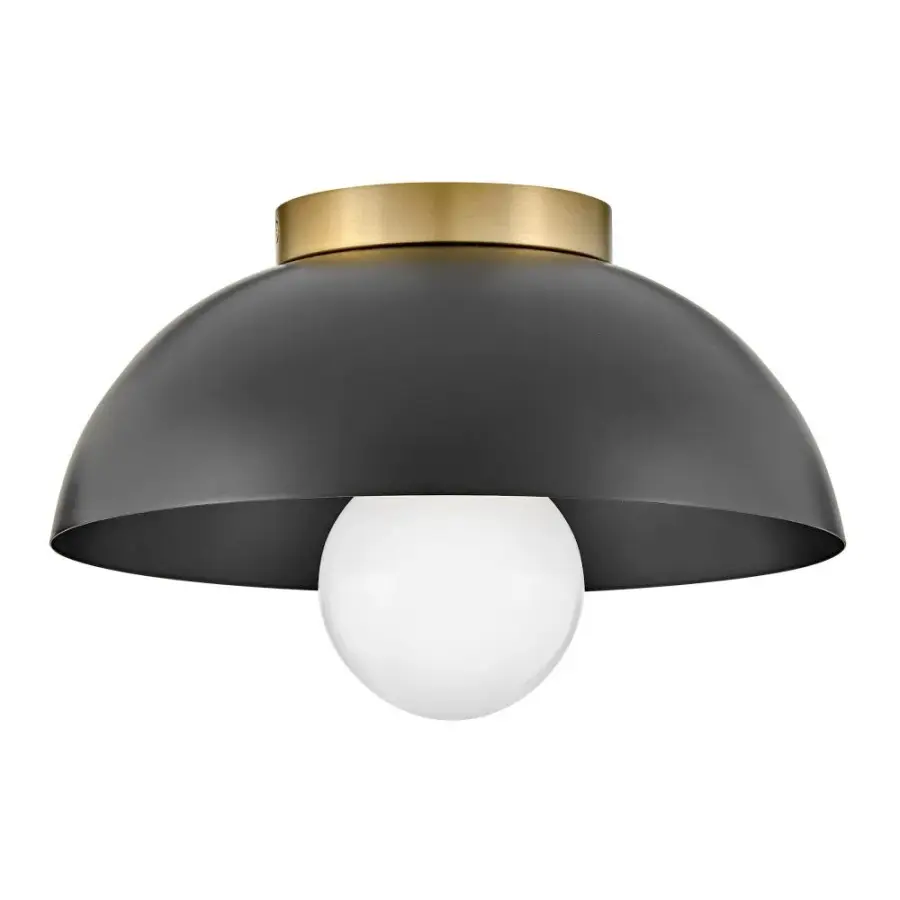 Stu Small Flush Mount in Black with Brass Accents - Image 1
