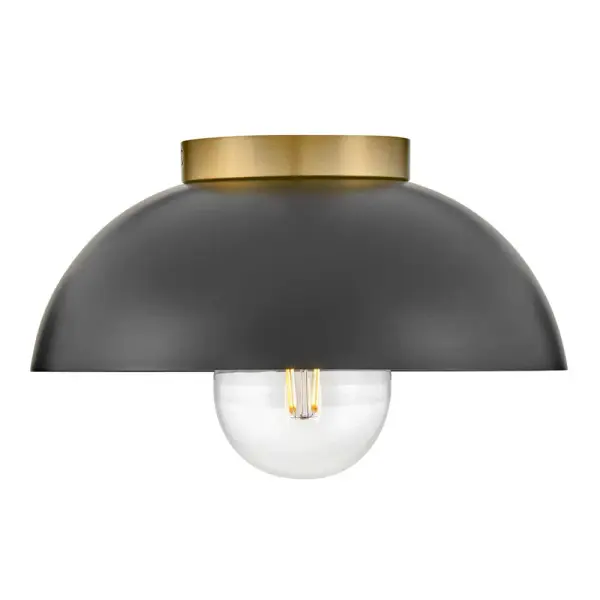 Stu Small Flush Mount in Black with Brass Accents - Image 2