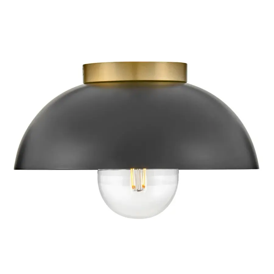 Stu Small Flush Mount in Black with Brass Accents - Image 2