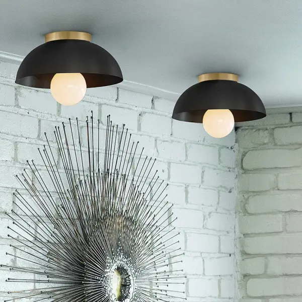 Stu Small Flush Mount in Black with Brass Accents - Image 11