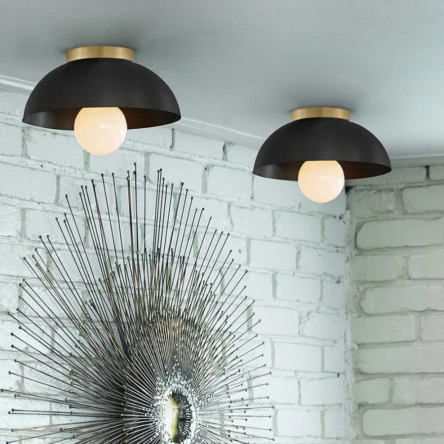 Stu Small Flush Mount in Black with Brass Accents - Image 11
