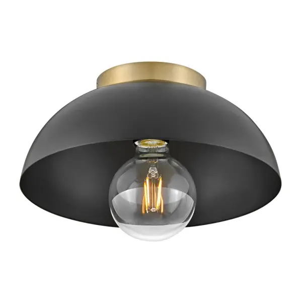Stu Small Flush Mount in Black with Brass Accents - Image 3